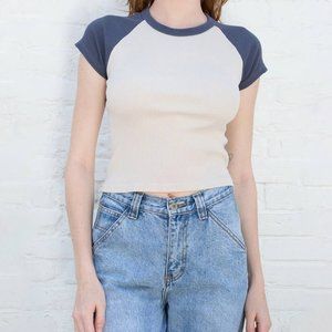 Brandy Melville Bella Ribbed Top in Light Blue
